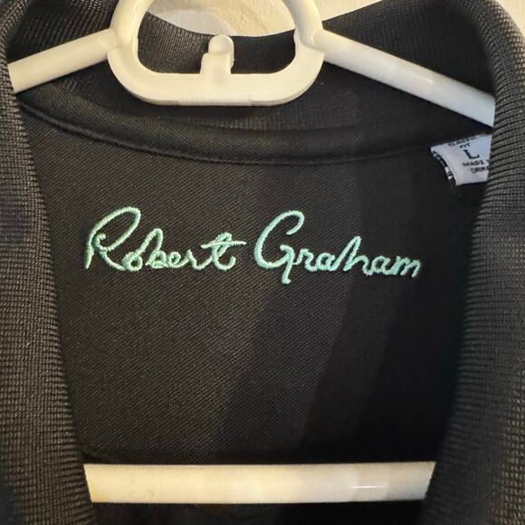 NWT Robert Graham Finish Line Classic Fit Men’s Golf Polo Shirt Black Size Large - Picture 6 of 8